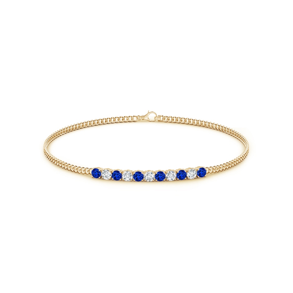 2.9mm AAAA Prong-Set Sapphire and Diamond Bar Bracelet in Yellow Gold side-1