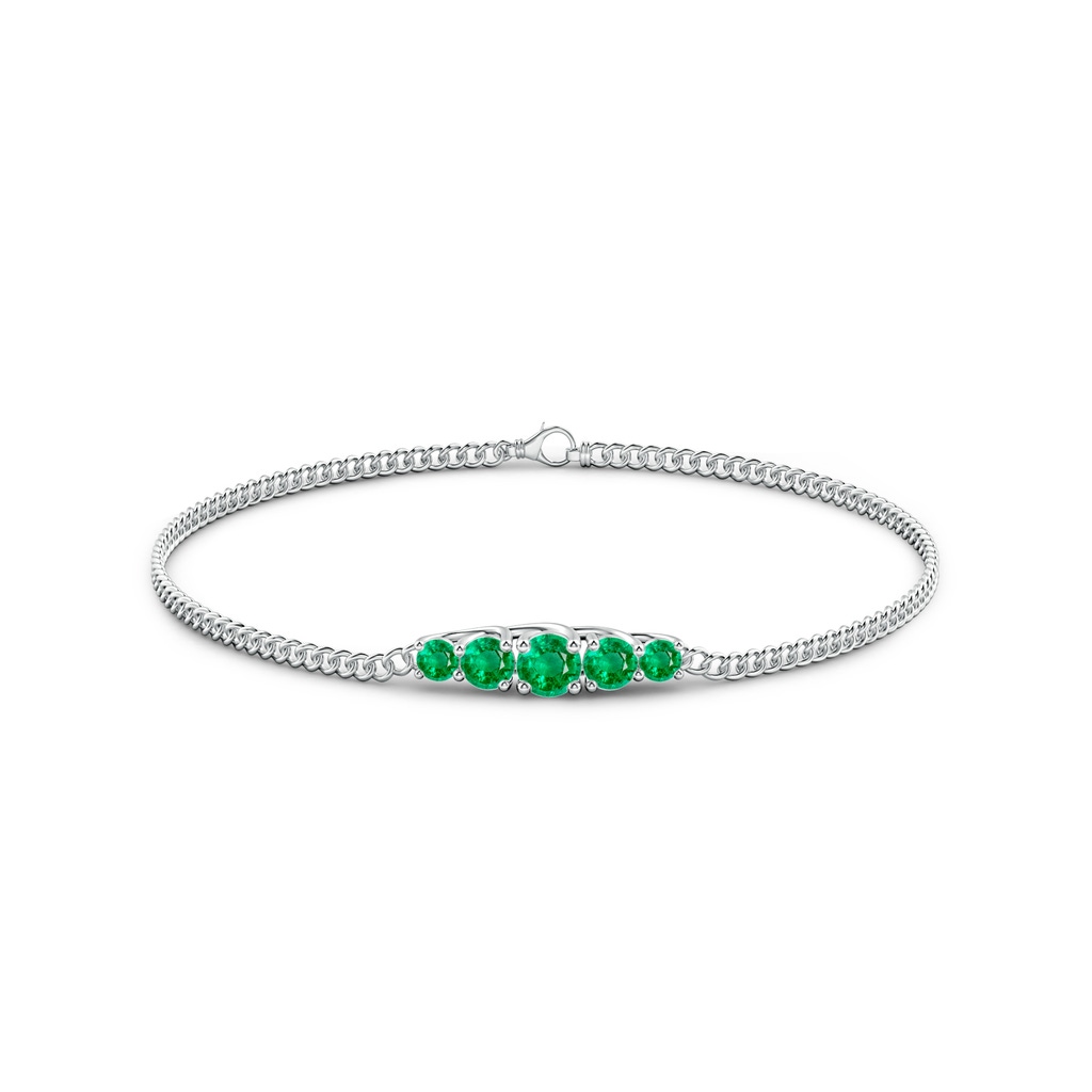 4.5mm AAA Graduated Emerald Bar Bracelet in White Gold Side 1