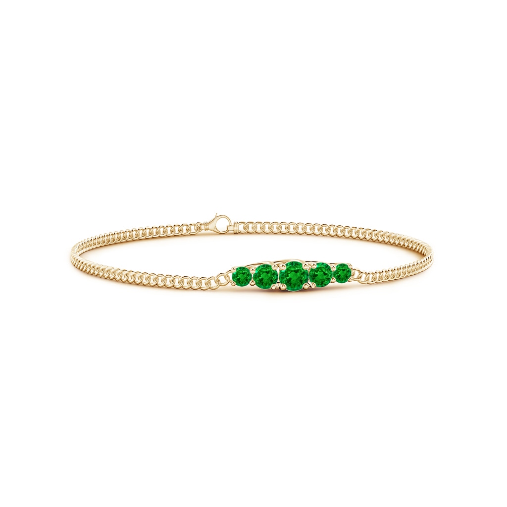 4.5mm AAAA Graduated Emerald Bar Bracelet in Yellow Gold