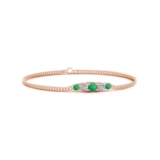 4.5mm A Graduated Emerald and Diamond Bar Bracelet in Rose Gold