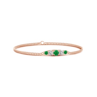 4.5mm AA Graduated Emerald and Diamond Bar Bracelet in Rose Gold