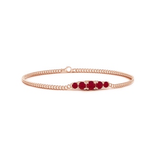 4.5mm AA Graduated Ruby Bar Bracelet in Rose Gold