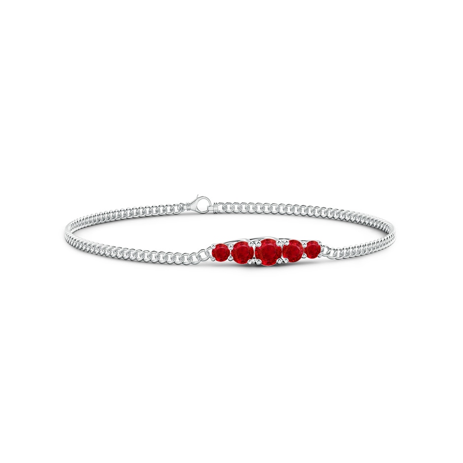 4.5mm AAA Graduated Ruby Bar Bracelet in White Gold 