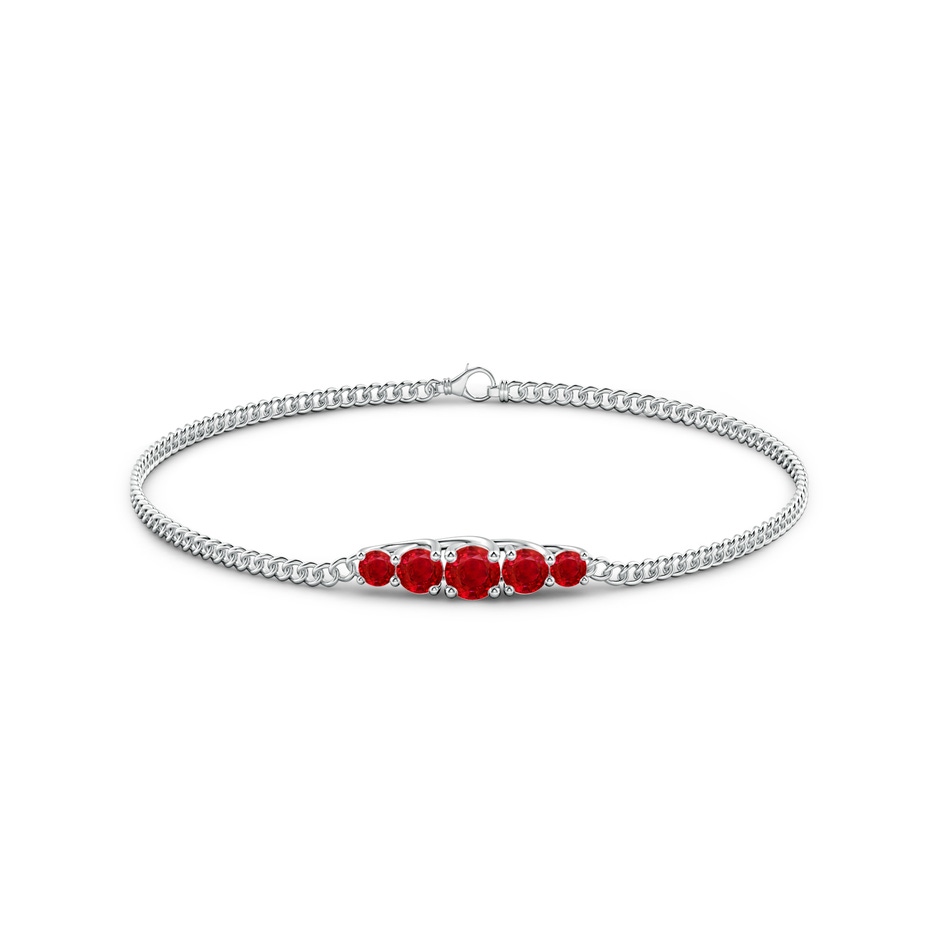 4.5mm AAA Graduated Ruby Bar Bracelet in White Gold side 1