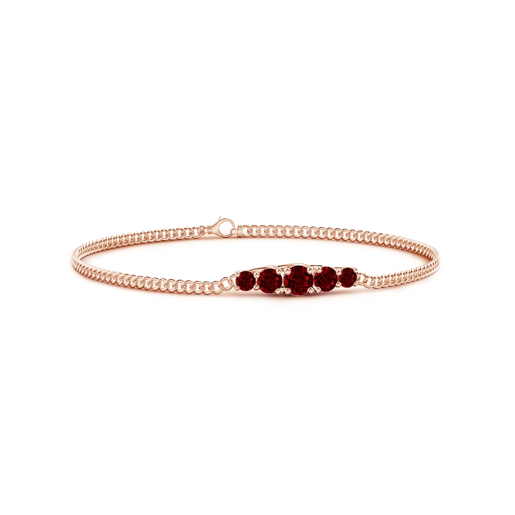 4.5mm AAAA Graduated Ruby Bar Bracelet in Rose Gold