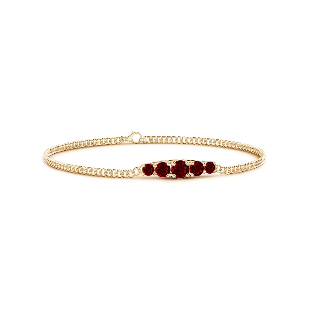 4.5mm AAAA Graduated Ruby Bar Bracelet in Yellow Gold