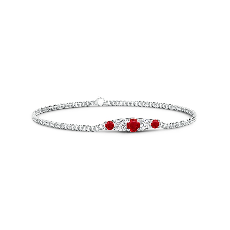 4.5mm AAA Graduated Ruby and Diamond Bar Bracelet in White Gold 