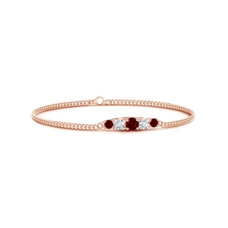 4.5mm AAAA Graduated Ruby and Diamond Bar Bracelet in Rose Gold