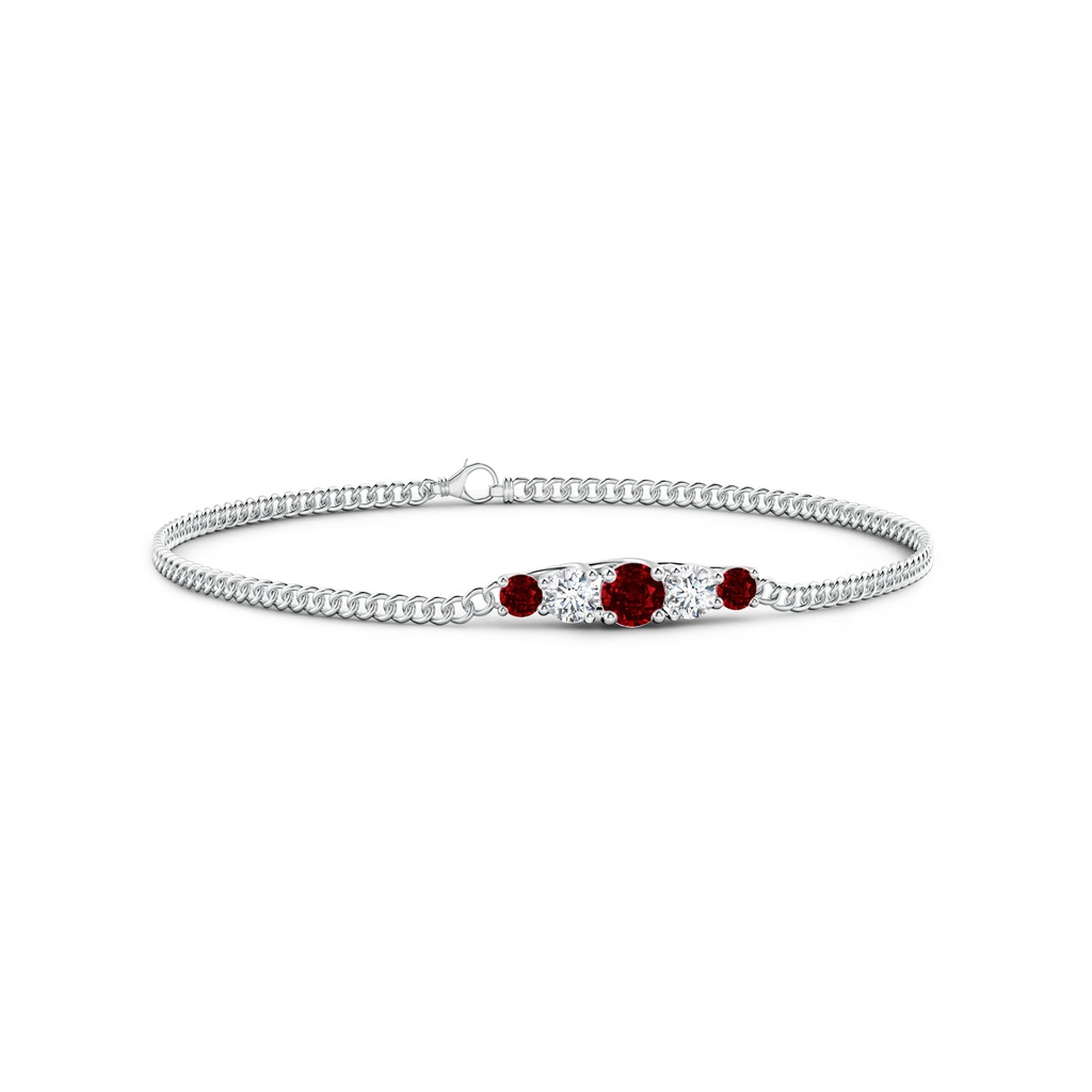 4.5mm AAAA Graduated Ruby and Diamond Bar Bracelet in White Gold