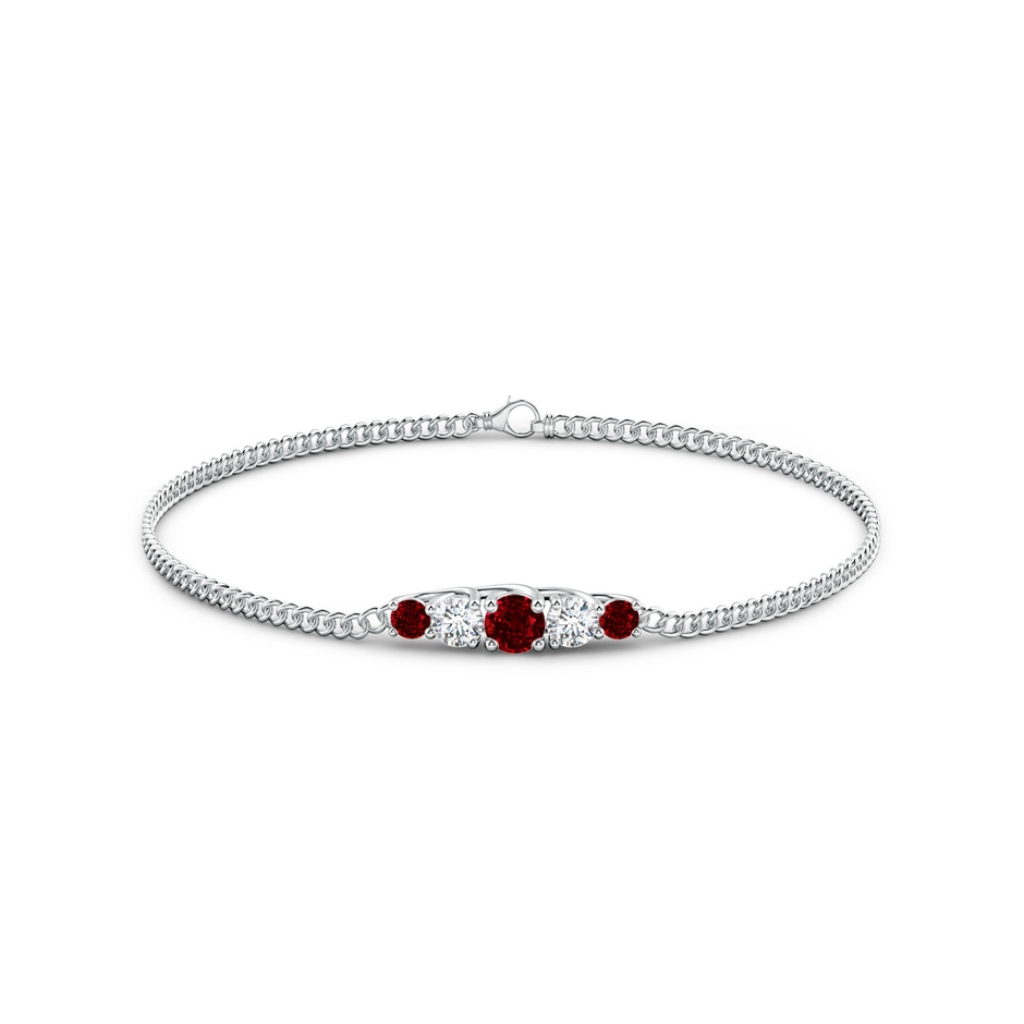 4.5mm AAAA Graduated Ruby and Diamond Bar Bracelet in White Gold side 1