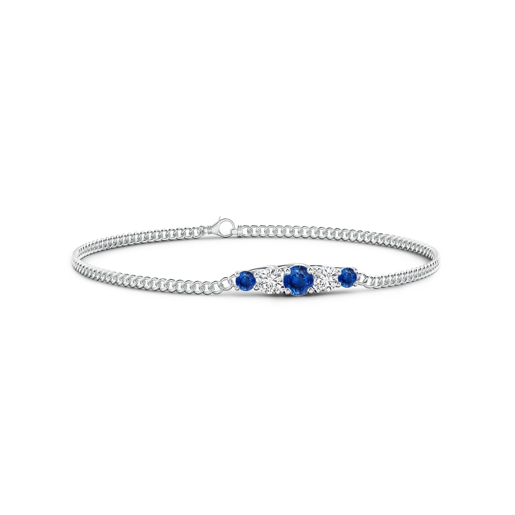 4.5mm AAA Graduated Sapphire and Diamond Bar Bracelet in White Gold 