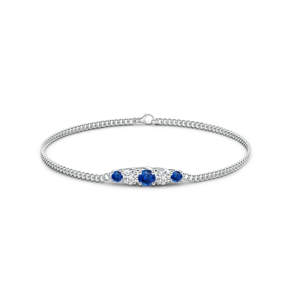 4.5mm AAA Graduated Sapphire and Diamond Bar Bracelet in White Gold Side 1