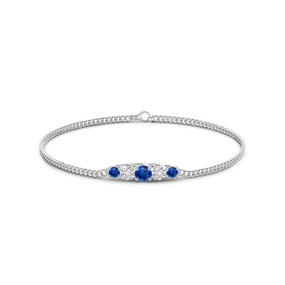 4.5mm AAA Graduated Sapphire and Diamond Bar Bracelet in White Gold side 1