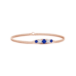 4.5mm AAAA Graduated Sapphire and Diamond Bar Bracelet in Rose Gold