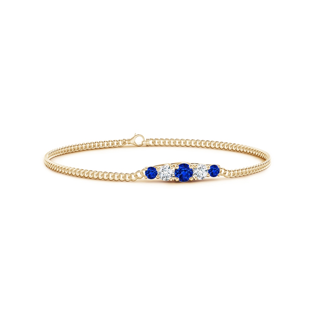 4.5mm AAAA Graduated Sapphire and Diamond Bar Bracelet in Yellow Gold