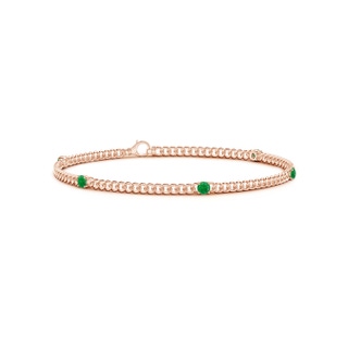 2.9mm AA Five Stone Emerald Station Bracelet in Rose Gold