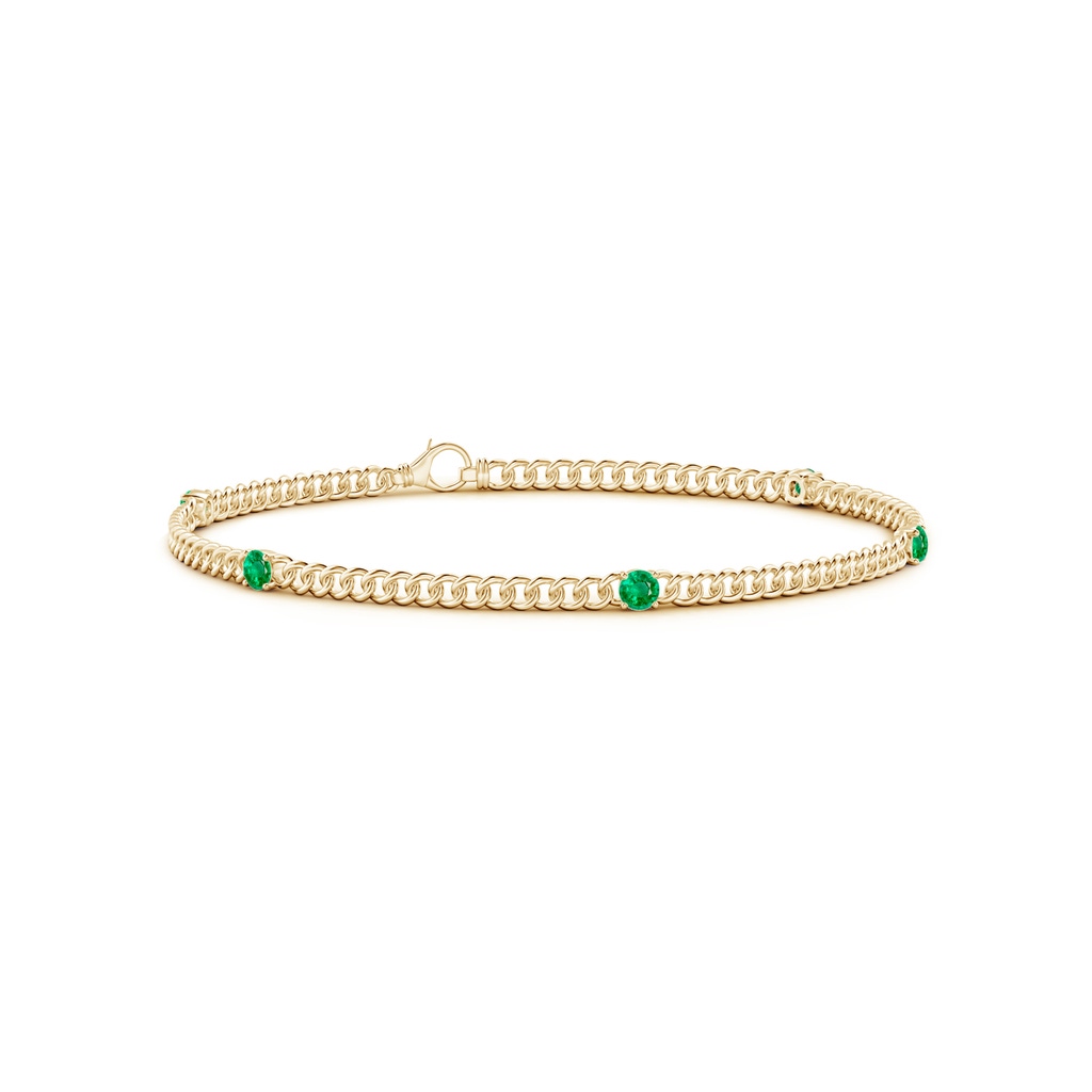 2.9mm AAA Five Stone Emerald Station Bracelet in Yellow Gold