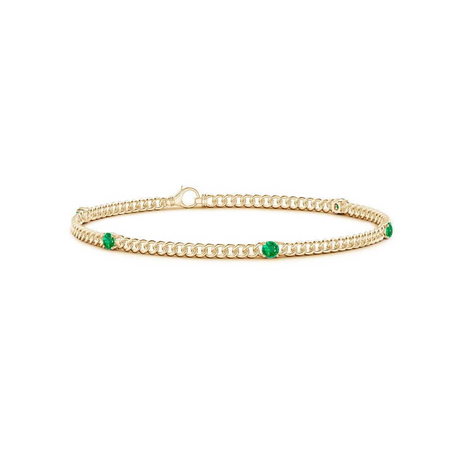 2.9mm AAA Five Stone Emerald Station Bracelet in Yellow Gold 