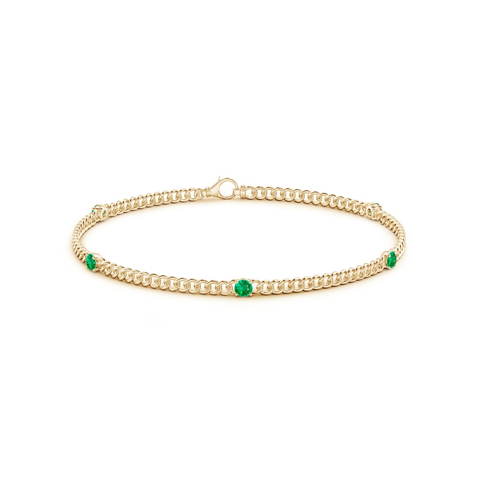 2.9mm AAA Five Stone Emerald Station Bracelet in Yellow Gold side-1