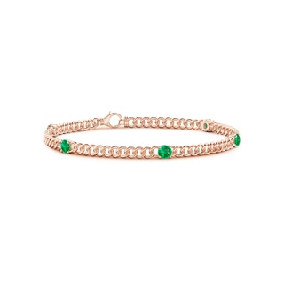 3.8mm AAA Five Stone Emerald Station Bracelet in Rose Gold
