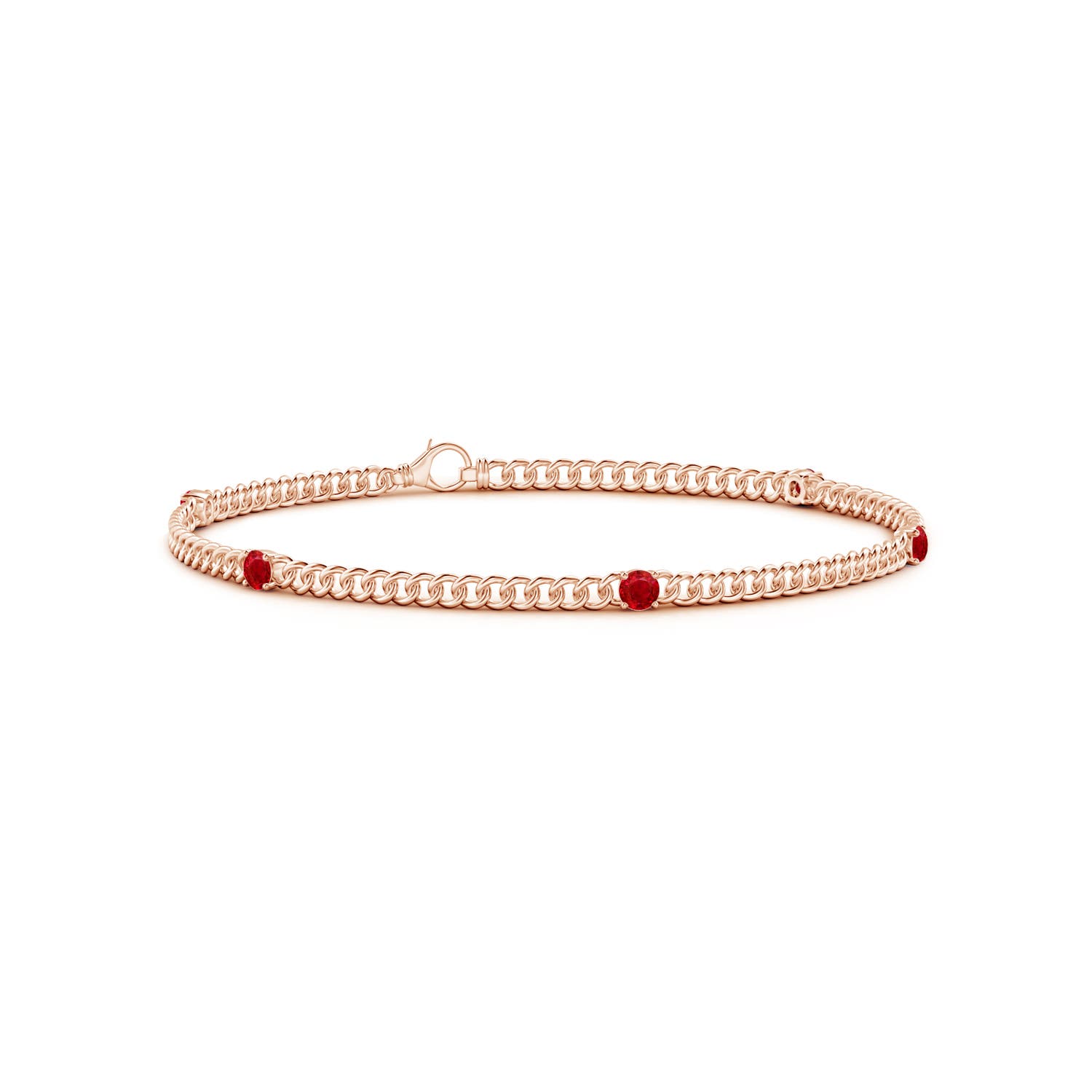 2.9mm AAA Five Stone Ruby Station Bracelet in Rose Gold