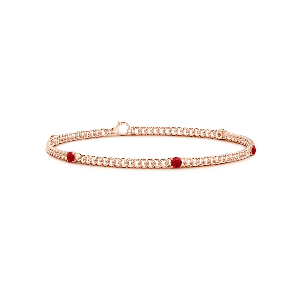 2.9mm AAA Five Stone Ruby Station Bracelet in Rose Gold 