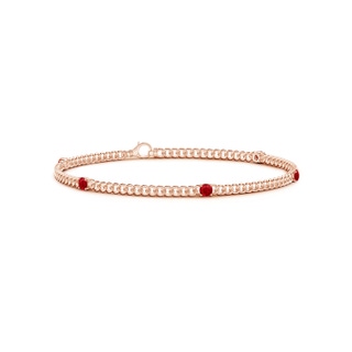 2.9mm AAA Five Stone Ruby Station Bracelet in Rose Gold