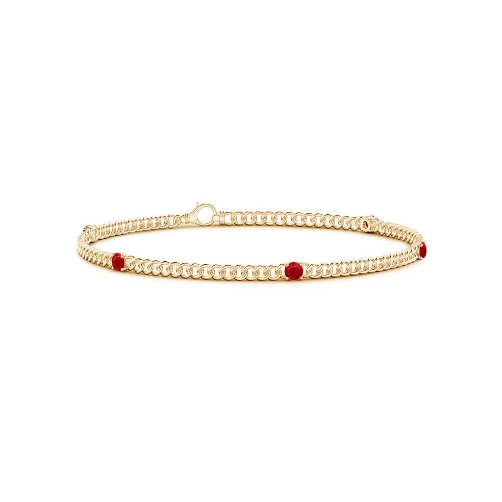 2.9mm AAA Five Stone Ruby Station Bracelet in Yellow Gold