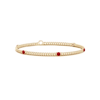 2.9mm AAA Five Stone Ruby Station Bracelet in Yellow Gold