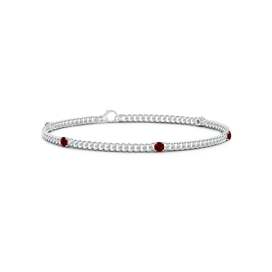 2.9mm AAAA Five Stone Ruby Station Bracelet in White Gold 