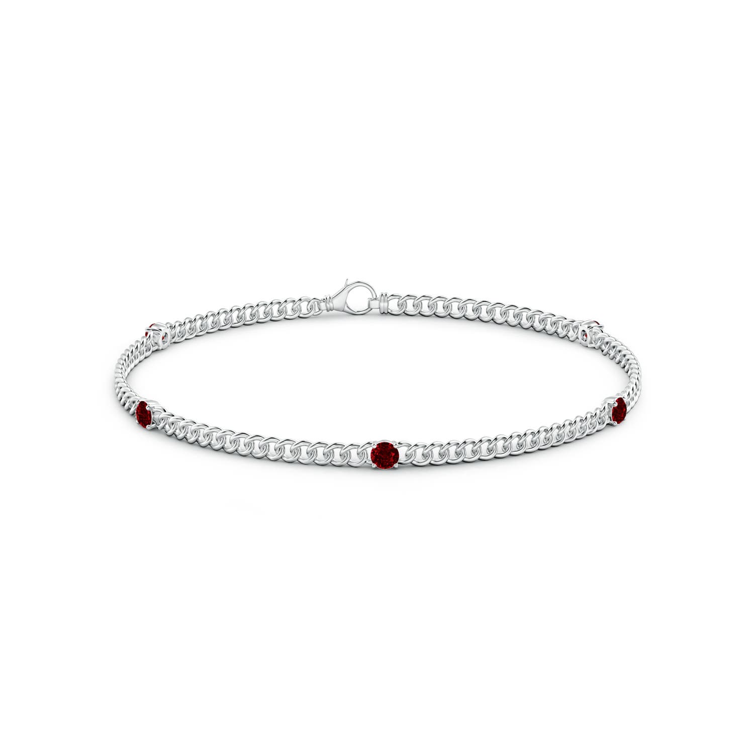 2.9mm AAAA Five Stone Ruby Station Bracelet in White Gold
