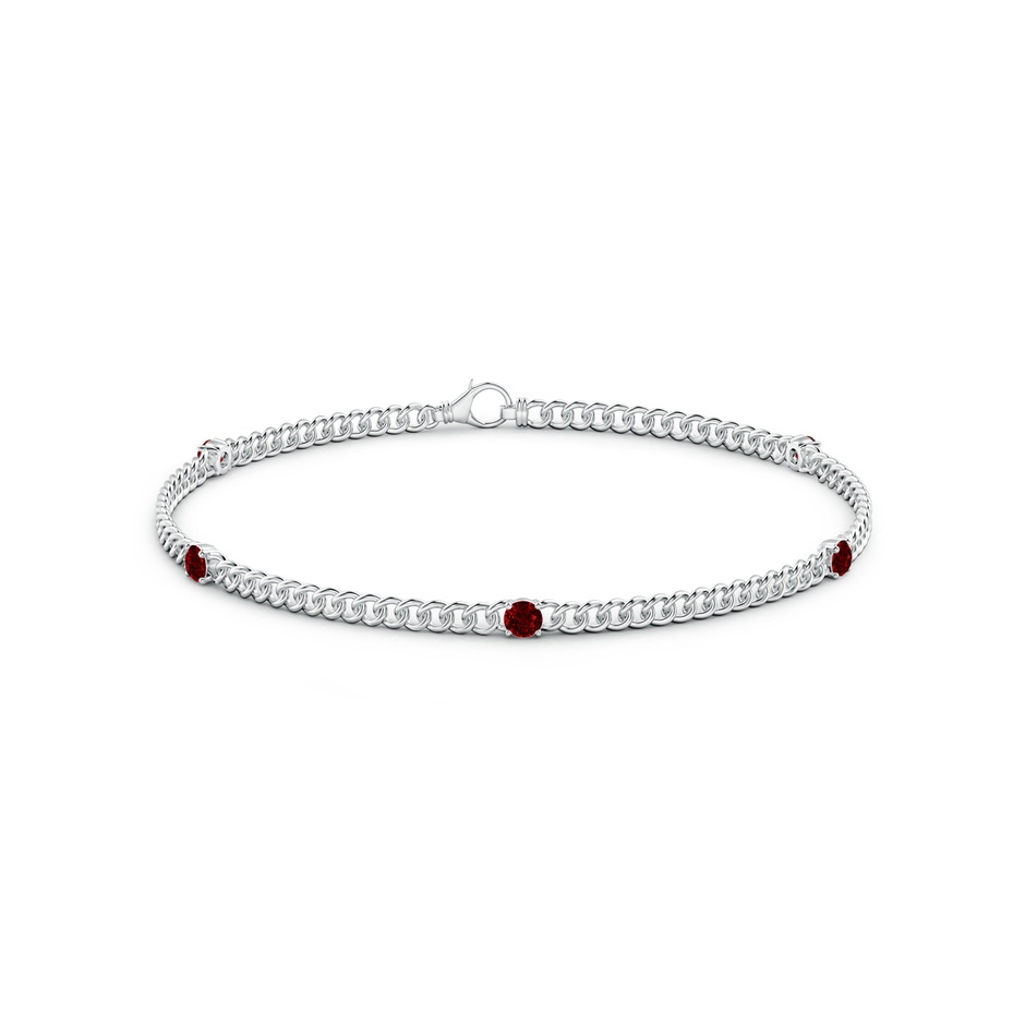 2.9mm AAAA Five Stone Ruby Station Bracelet in White Gold side-1