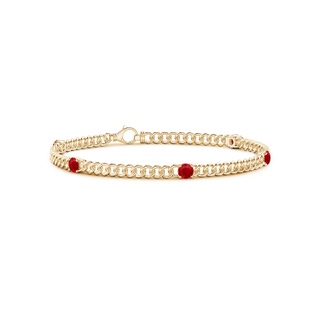 3.8mm AAA Five Stone Ruby Station Bracelet in Yellow Gold