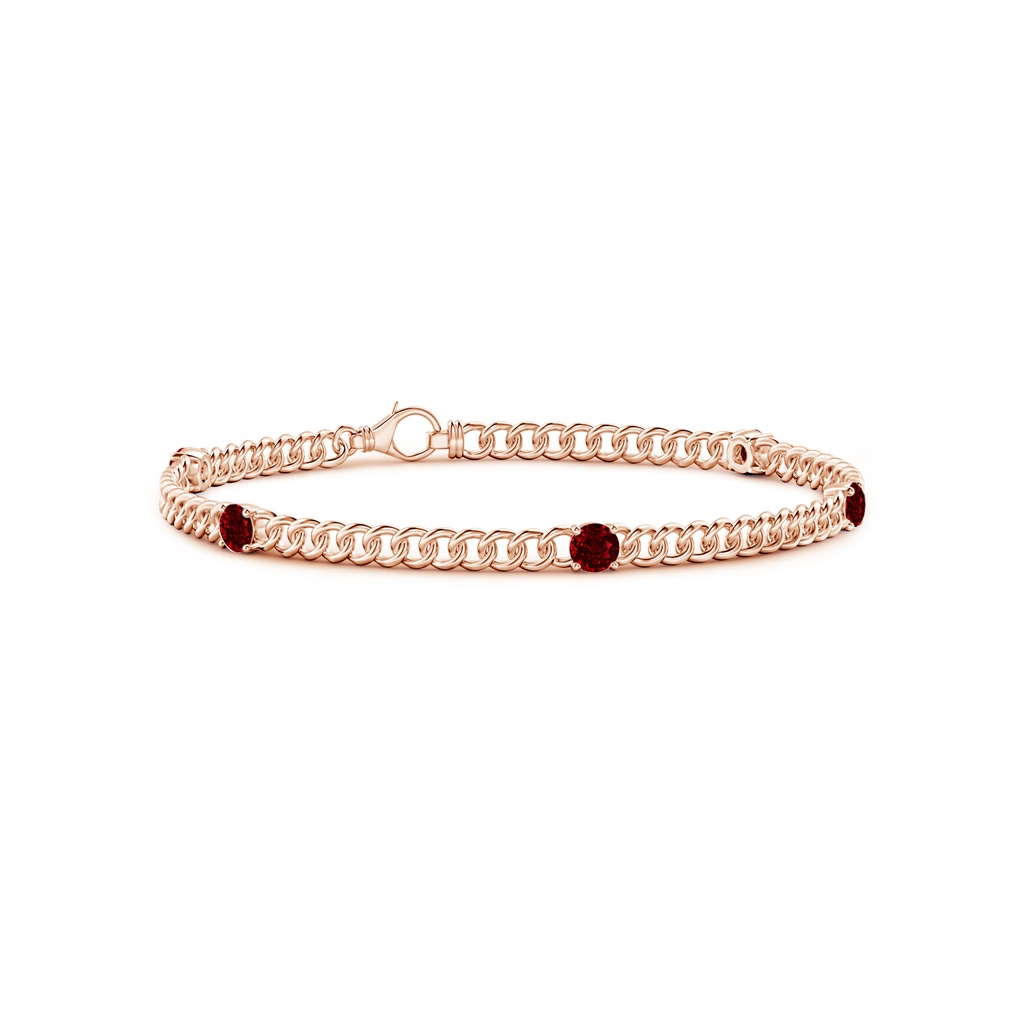 3.8mm AAAA Five Stone Ruby Station Bracelet in Rose Gold