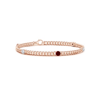 3.8mm AAAA Five Stone Ruby and Diamond Station Bracelet in Rose Gold