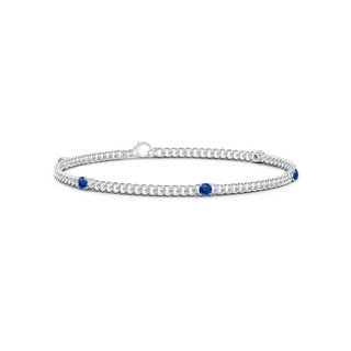 2.9mm AAA Five Stone Sapphire Station Bracelet in White Gold