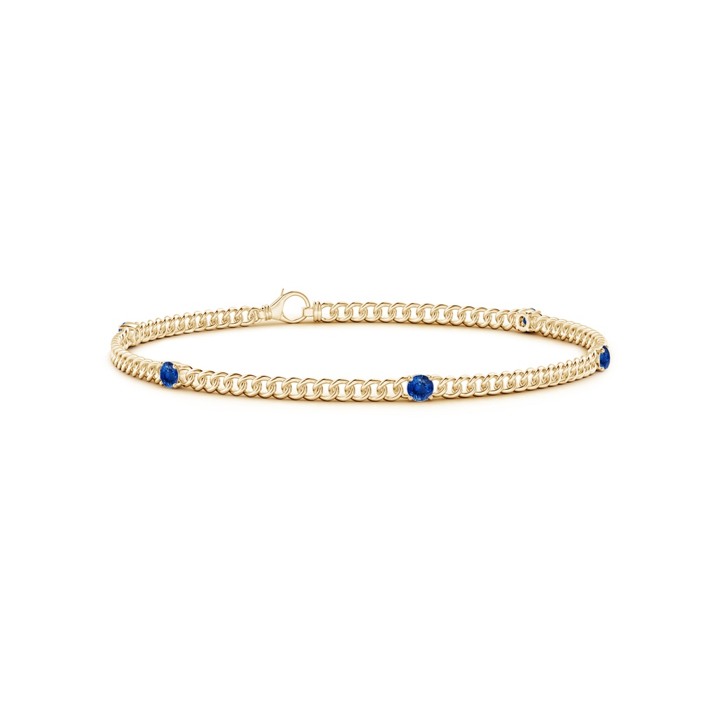 2.9mm AAA Five Stone Sapphire Station Bracelet in Yellow Gold