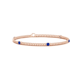 2.9mm AAAA Five Stone Sapphire Station Bracelet in Rose Gold