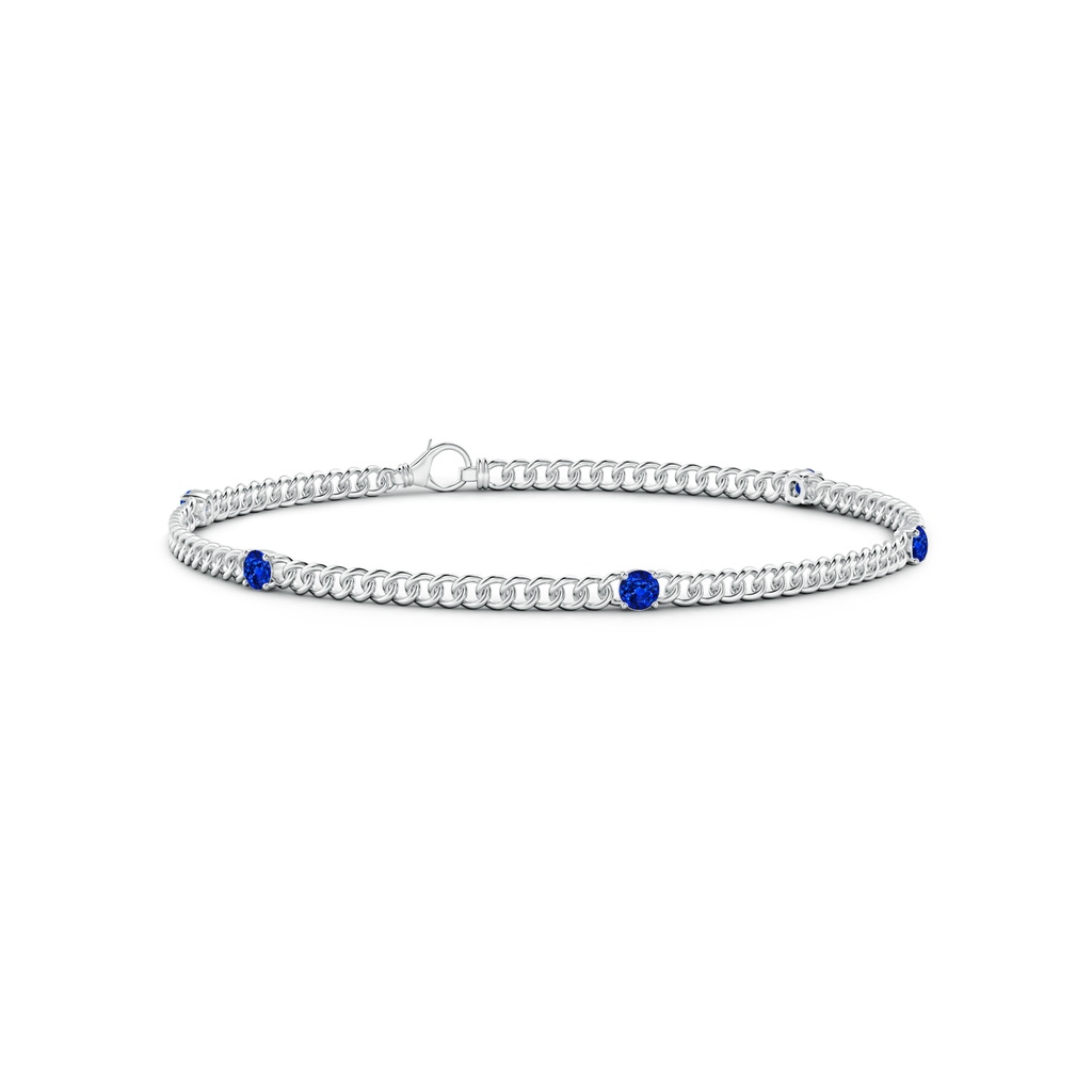 2.9mm AAAA Five Stone Sapphire Station Bracelet in White Gold