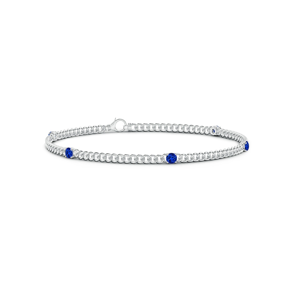 2.9mm AAAA Five Stone Sapphire Station Bracelet in White Gold 