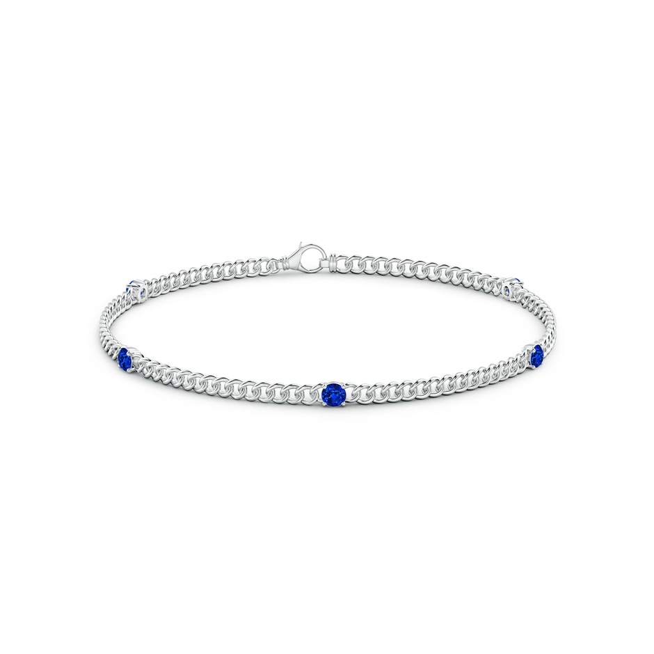 2.9mm AAAA Five Stone Sapphire Station Bracelet in White Gold side-1