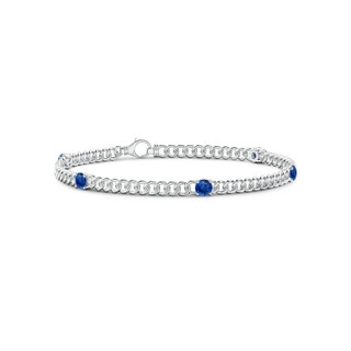3.8mm AAA Five Stone Sapphire Station Bracelet in White Gold