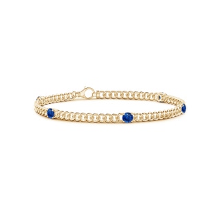 3.8mm AAA Five Stone Sapphire Station Bracelet in Yellow Gold