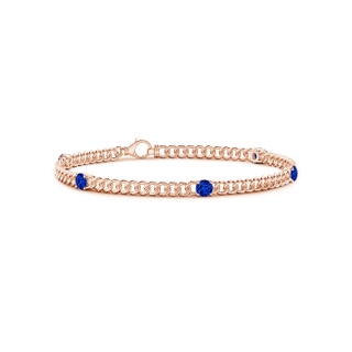 3.8mm AAAA Five Stone Sapphire Station Bracelet in Rose Gold