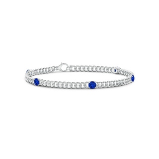 3.8mm AAAA Five Stone Sapphire Station Bracelet in White Gold