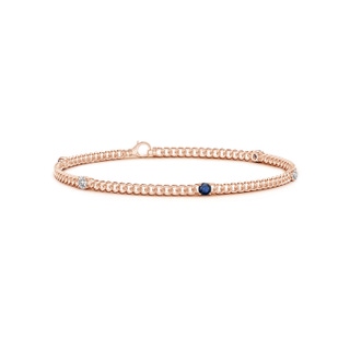 2.9mm AA Five Stone Sapphire and Diamond Station Bracelet in Rose Gold
