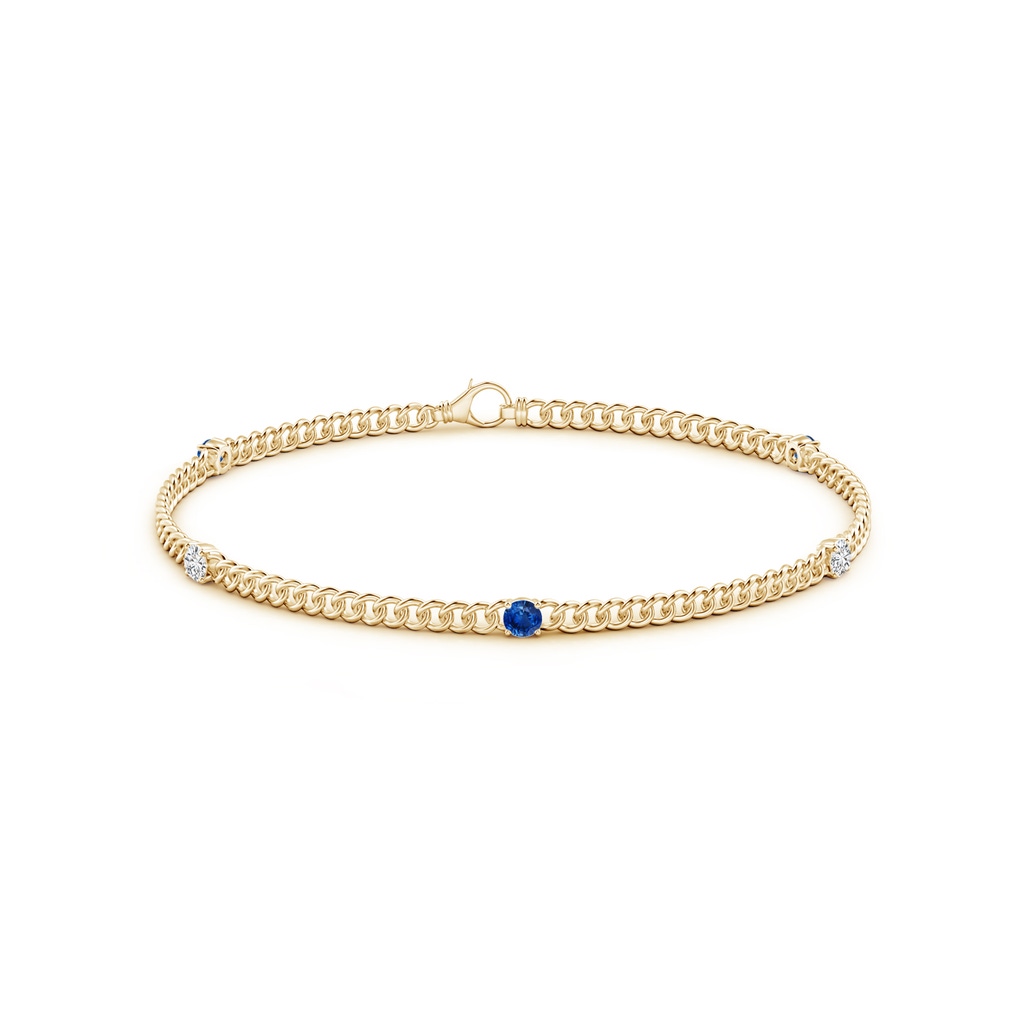 2.9mm AAA Five Stone Sapphire and Diamond Station Bracelet in Yellow Gold Side-1