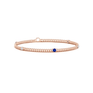 2.9mm AAAA Five Stone Sapphire and Diamond Station Bracelet in Rose Gold