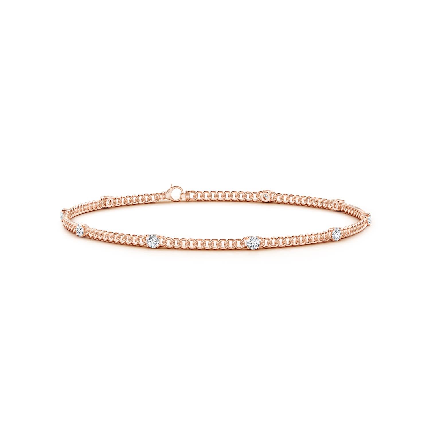 2.4mm GVS2 Prong-Set Diamond Station Bracelet in Rose Gold