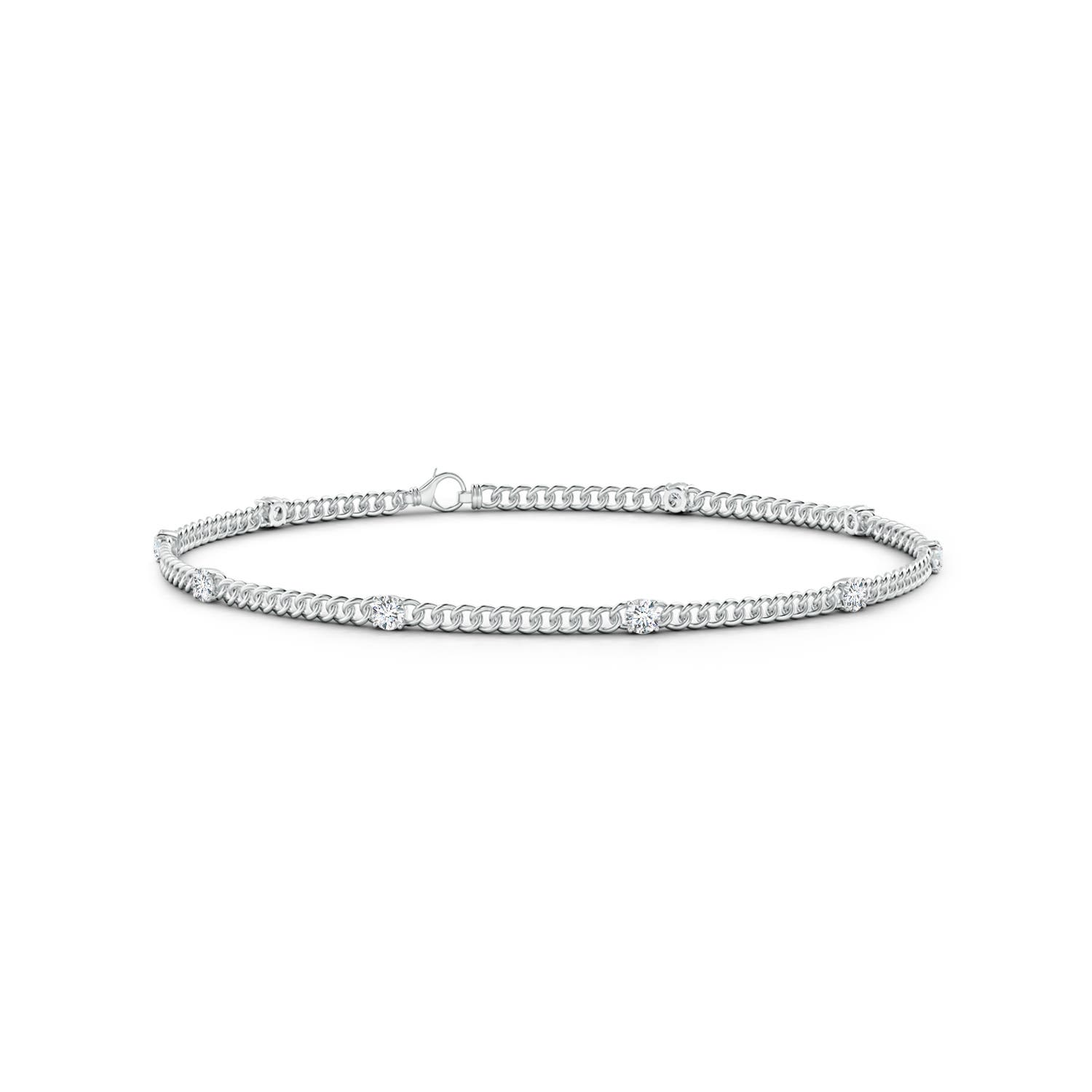 2.4mm GVS2 Prong-Set Diamond Station Bracelet in White Gold